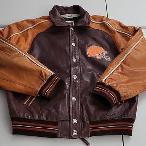 Mirage Vintage NFL Cleveland Men Leather Jacket - Large